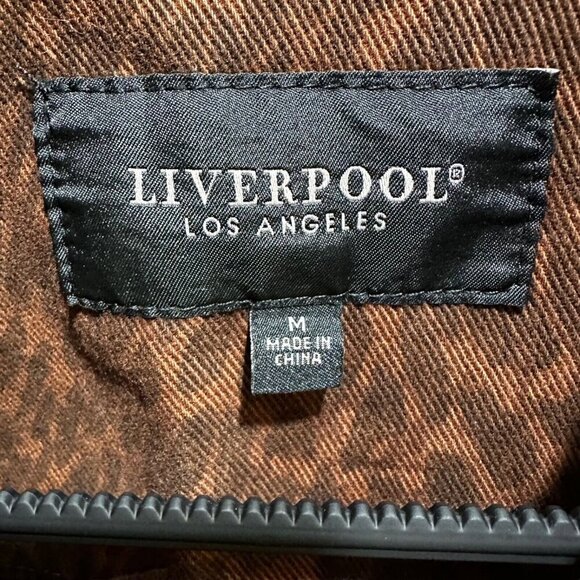Liverpool Womens Size M  Brown Animal Print Cropped Jacket Long Sleeve Button Up - Picture 3 of 5